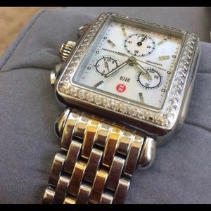 Michele two tone diamond deco watch